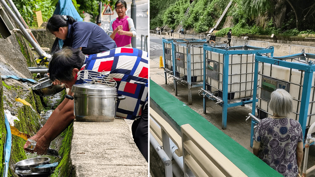 筲箕灣主水管爆裂致大範圍停水 居民酷熱下排隊取水
